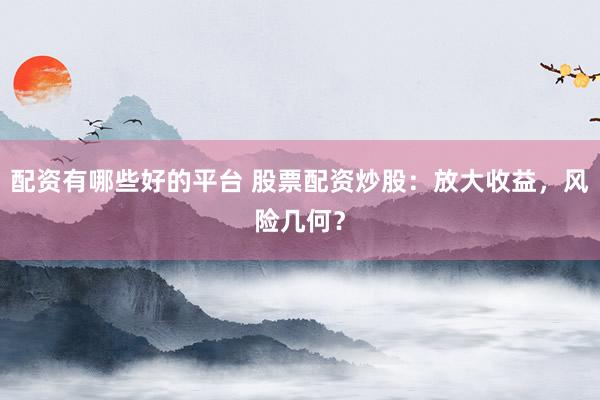 配资有哪些好的平台 股票配资炒股：放大收益，风险几何？