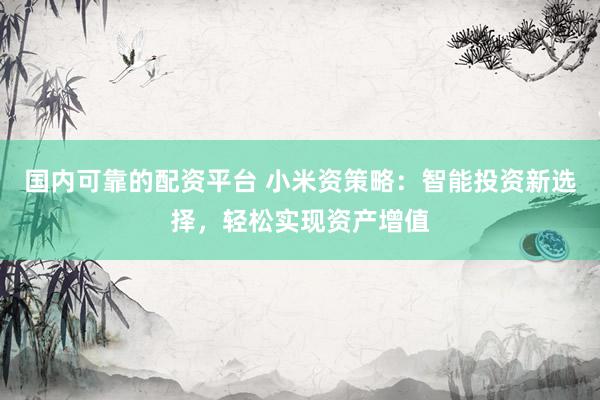 国内可靠的配资平台 小米资策略：智能投资新选择，轻松实现资产增值