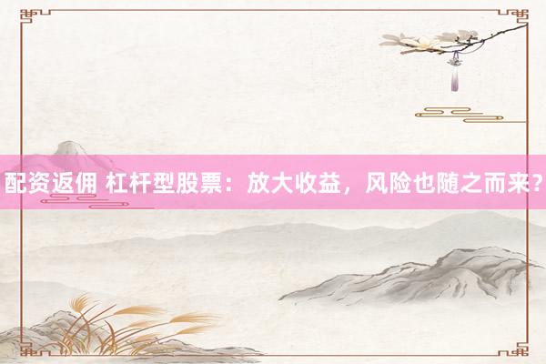 配资返佣 杠杆型股票：放大收益，风险也随之而来？