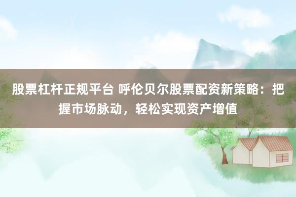 股票杠杆正规平台 呼伦贝尔股票配资新策略：把握市场脉动，轻松实现资产增值