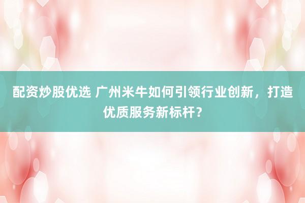 配资炒股优选 广州米牛如何引领行业创新，打造优质服务新标杆？