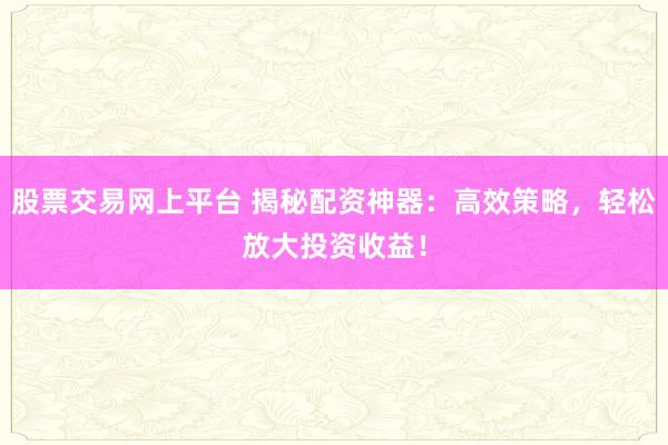 股票交易网上平台 揭秘配资神器：高效策略，轻松放大投资收益！