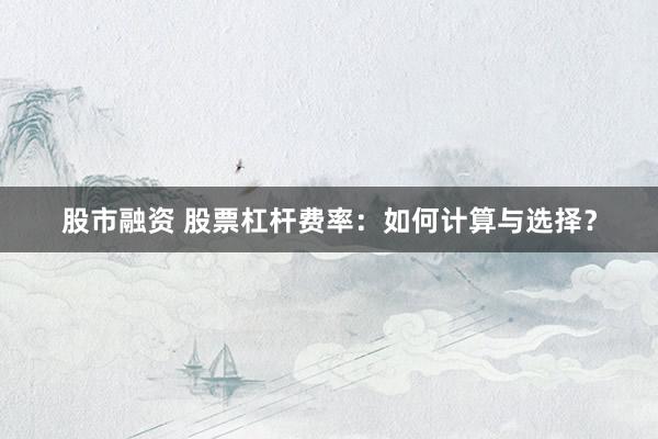 股市融资 股票杠杆费率：如何计算与选择？