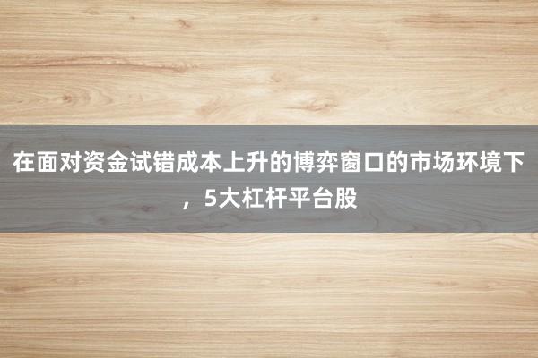 在面对资金试错成本上升的博弈窗口的市场环境下，5大杠杆平台股