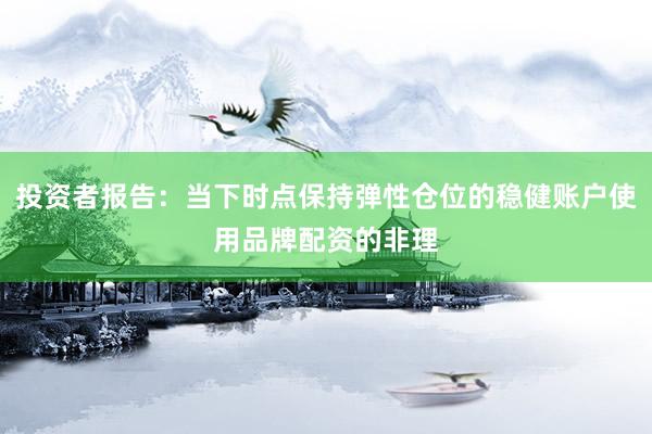投资者报告：当下时点保持弹性仓位的稳健账户使用品牌配资的非理