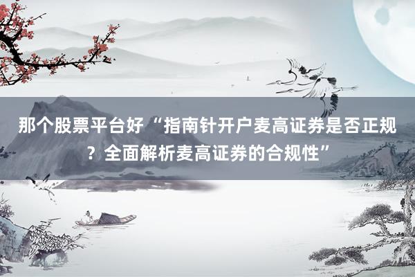 那个股票平台好 “指南针开户麦高证券是否正规？全面解析麦高证券的合规性”
